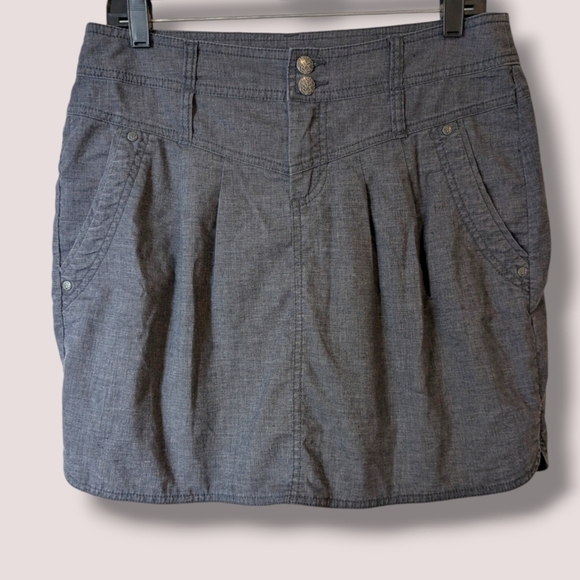 Prana Grey Pleated Hemp Blend Mid Rise Lizbeth Mini Skirt Casual Travel - Picture 2 of 10